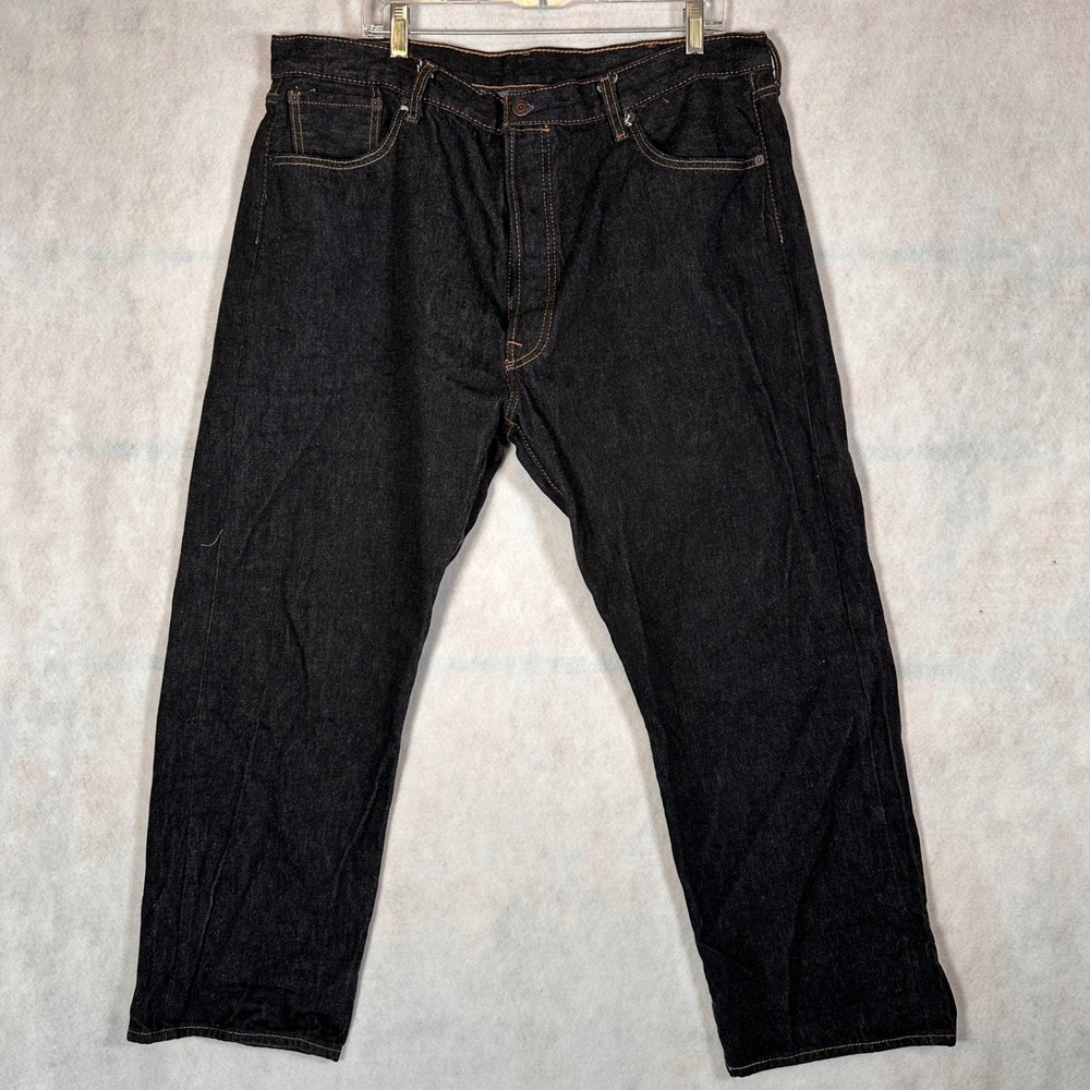 Levi's Jeans Mens 42x30 501 Black Excellent Button Fly Straight Leg Denim